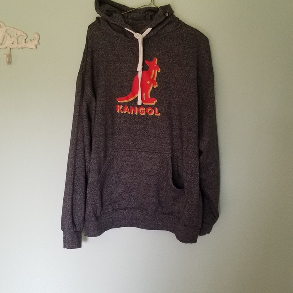 Kangol hooded logo gray sweatshirt grunge L - Picture 8 of 8